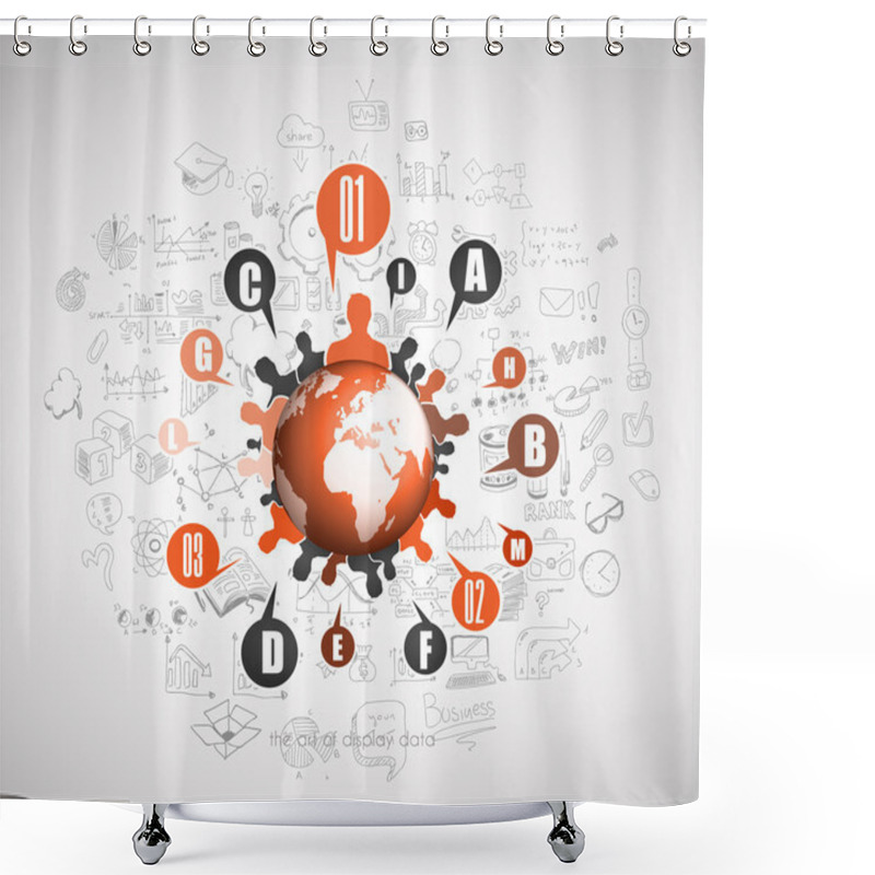 Personality  Flat Style Concept For Social Media Shower Curtains