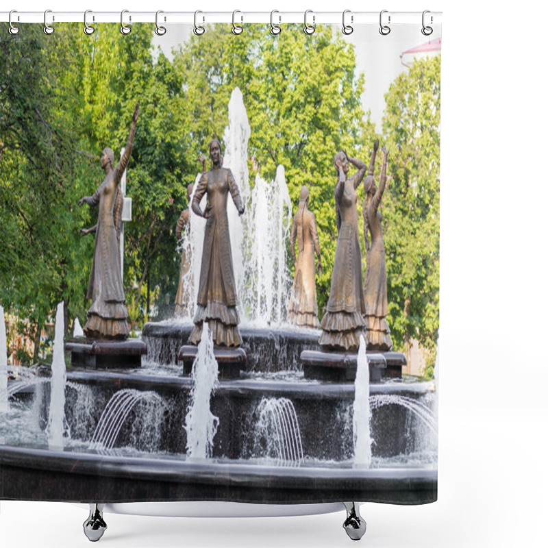 Personality  Ufa, Russia MAY 11 -The Statue In The Fountain Of Seven National Beautiful Women In The Capital Of Bashkortostan - Ufa, Russia Shower Curtains