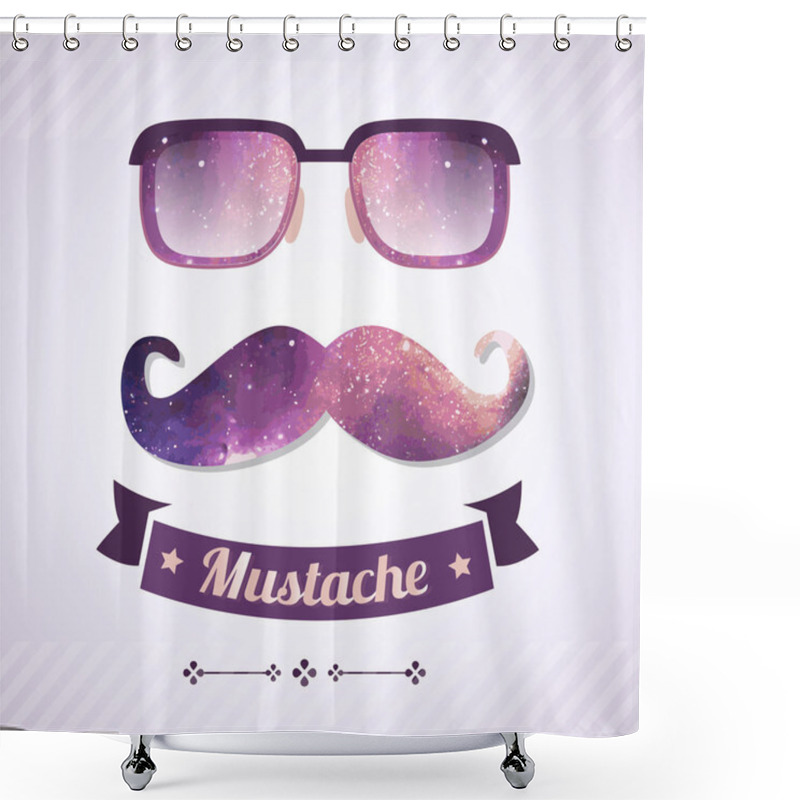 Personality  Nerd Glasses And Mustaches. Vector Illustration Shower Curtains