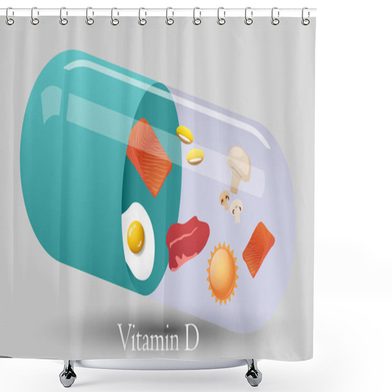 Personality  Vitamin Pill Vector Design. Vitamin D Vector Illustration Shower Curtains