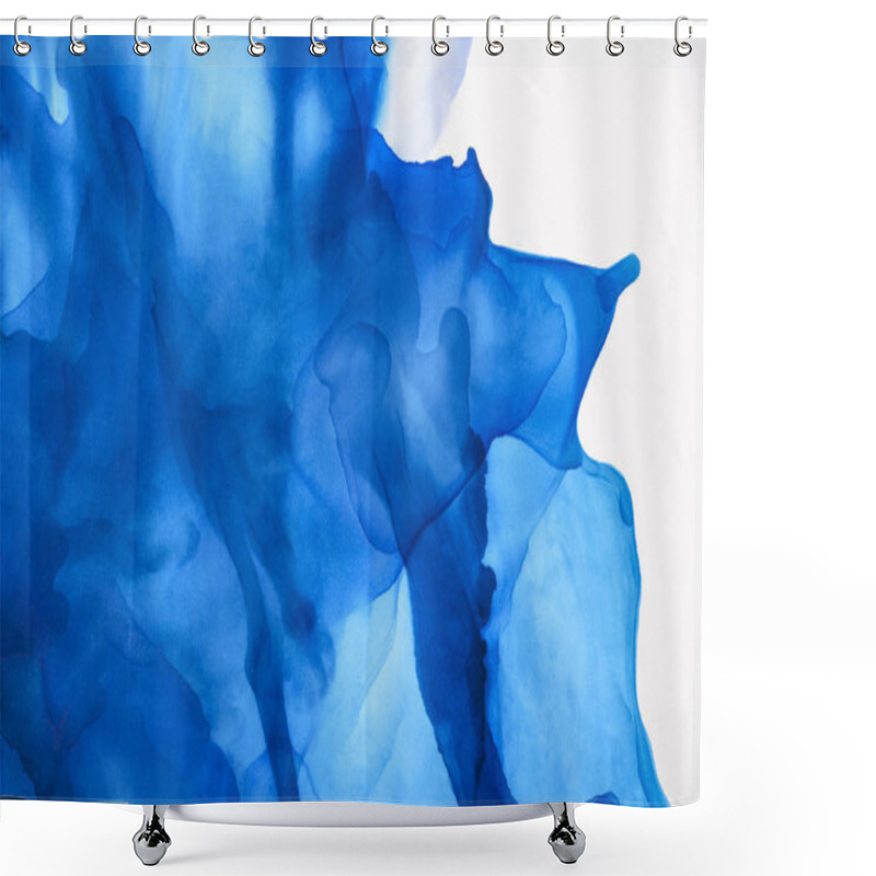 Personality  Beautiful Blue Splashes Of Alcohol Ink As Abstract Background Shower Curtains