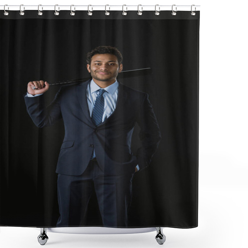 Personality  Serious Businessman With Bat  Shower Curtains