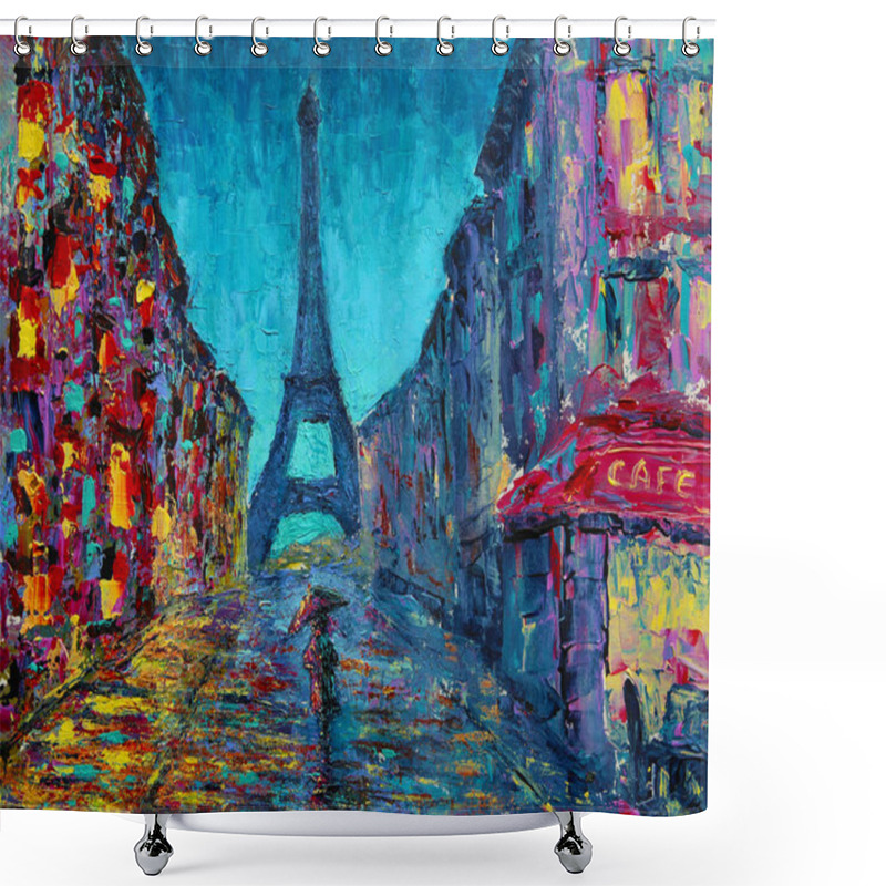 Personality  Paris Street Art Painting Shower Curtains