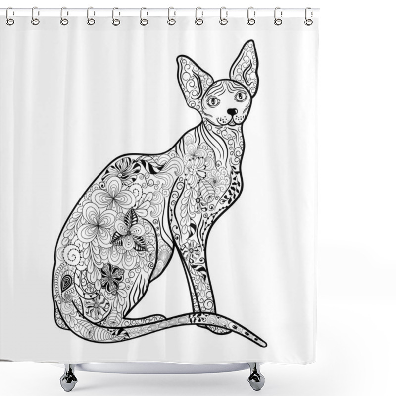 Personality  Cat Sphynx Doodle Shower Curtains