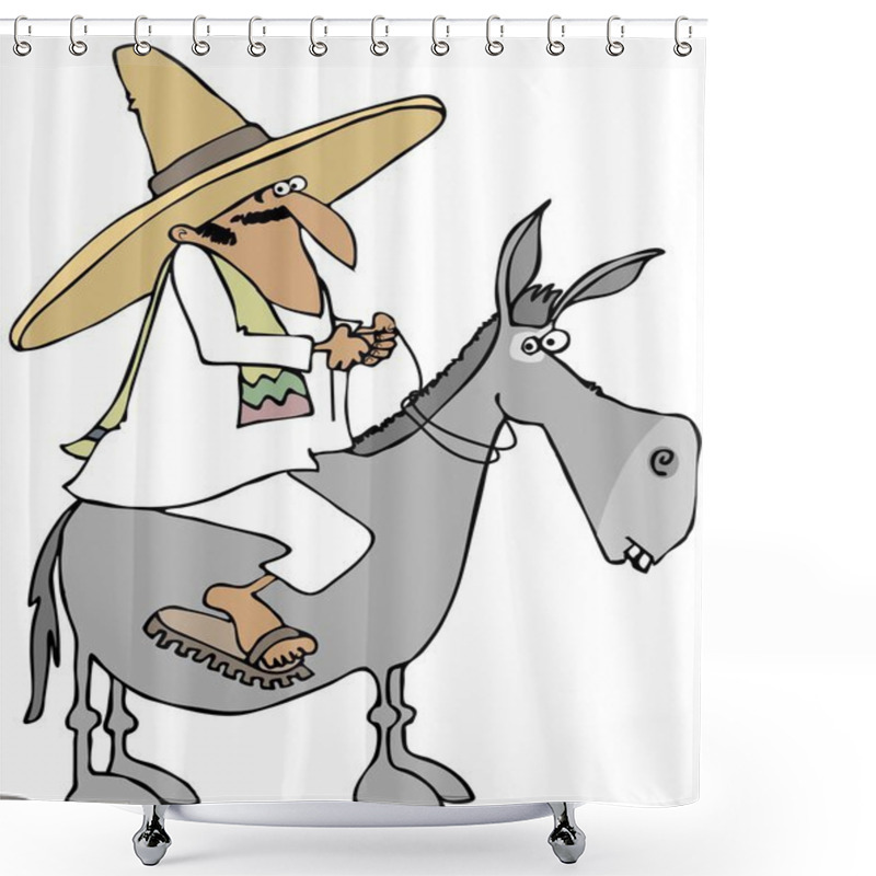 Personality  Mexican Man Riding A Donkey Shower Curtains