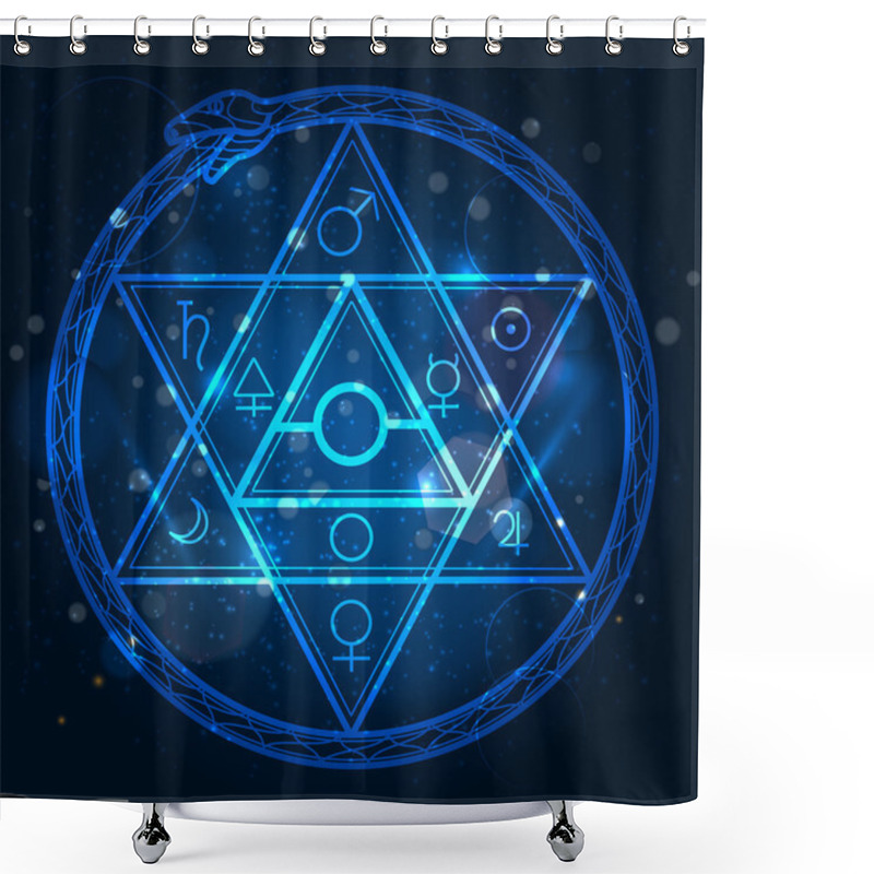 Personality  Star Of David And Uroboros Sign Shower Curtains