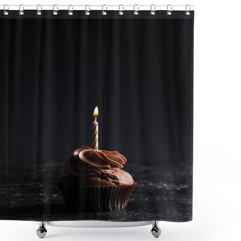 Personality  Chocolate Cupcake With Candle Shower Curtains