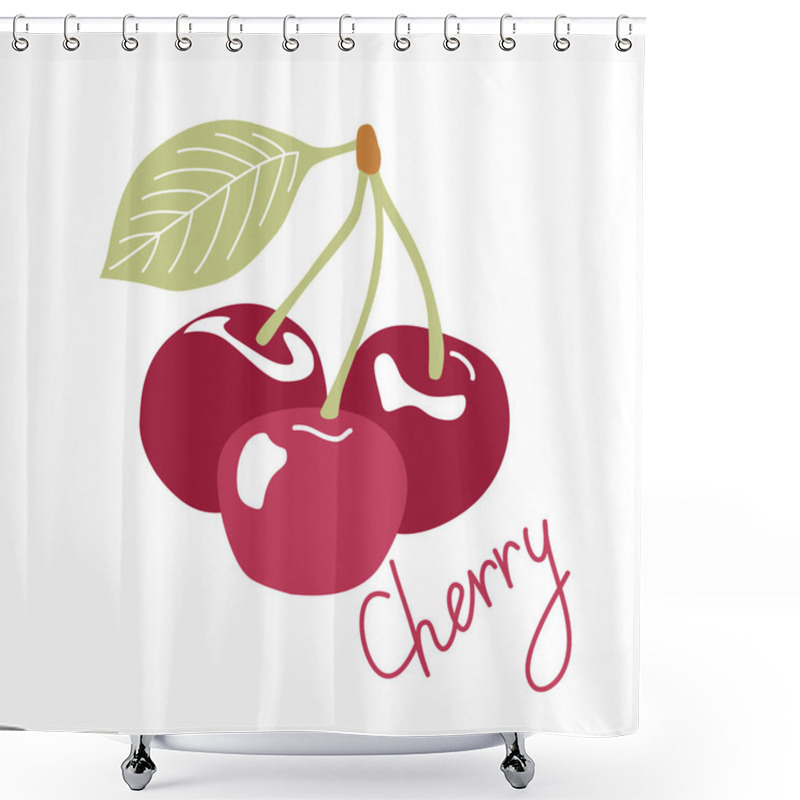 Personality  Bright Graphic Cherries On The White Background Shower Curtains