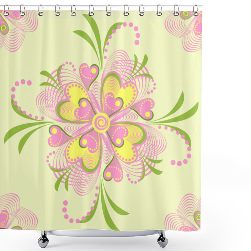 Personality  Flower Heart Stripe Seamless Pattern Shower Curtains