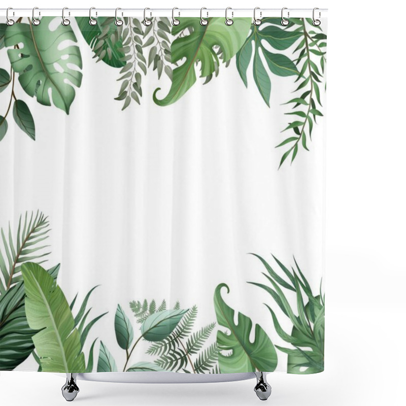 Personality  Decorative Frame Decorated With Tropical Leaves Shower Curtains