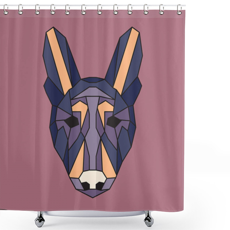 Personality  Violet And Orange Low Poly Dog Shower Curtains