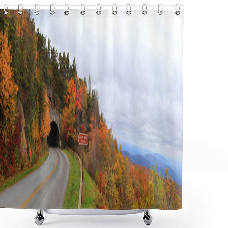 Personality  Panorama Of Blue Ridge Parkway In Autumn Shower Curtains