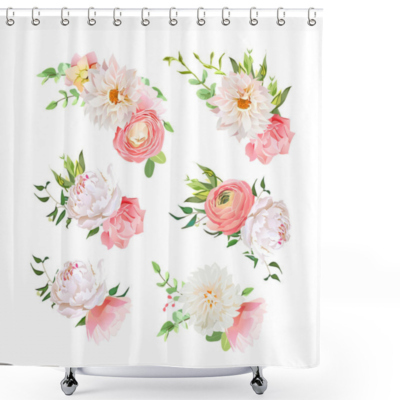 Personality  Small Summer Bouquets Of Rose, Peony, Ranunculus, Dahlia, Carnat Shower Curtains