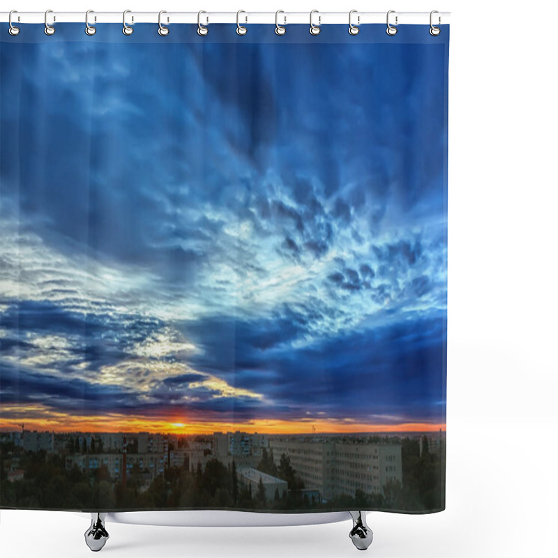 Personality  Sunrise, Sky With Clouds Over Houses Morning City. Shower Curtains