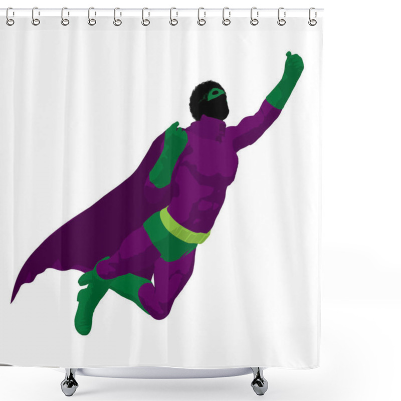 Personality  African American Super Hero Silhouette On A White Background Shower Curtains