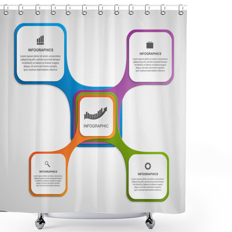 Personality  Abstract Infographic Design Template In The Square Form. Vector Illustration. Shower Curtains