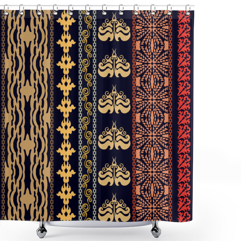 Personality  Bohemian Style Luxury Wallpaper. Set Of Geometric Ornaments, Damask Borders, Leaves Stripes, Linear And Cross Patterns.  Shower Curtains