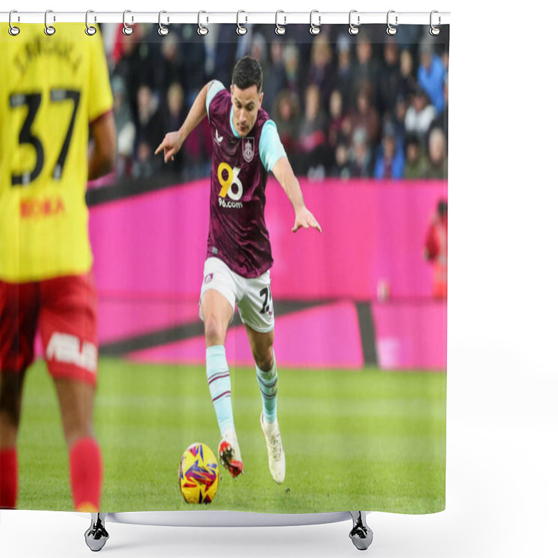 Personality  Josh Cullen Of Burnley Passes Forward During The Sky Bet Championship Match Burnley Vs Watford At Turf Moor, Burnley, United Kingdom, 21st December 2024 Shower Curtains