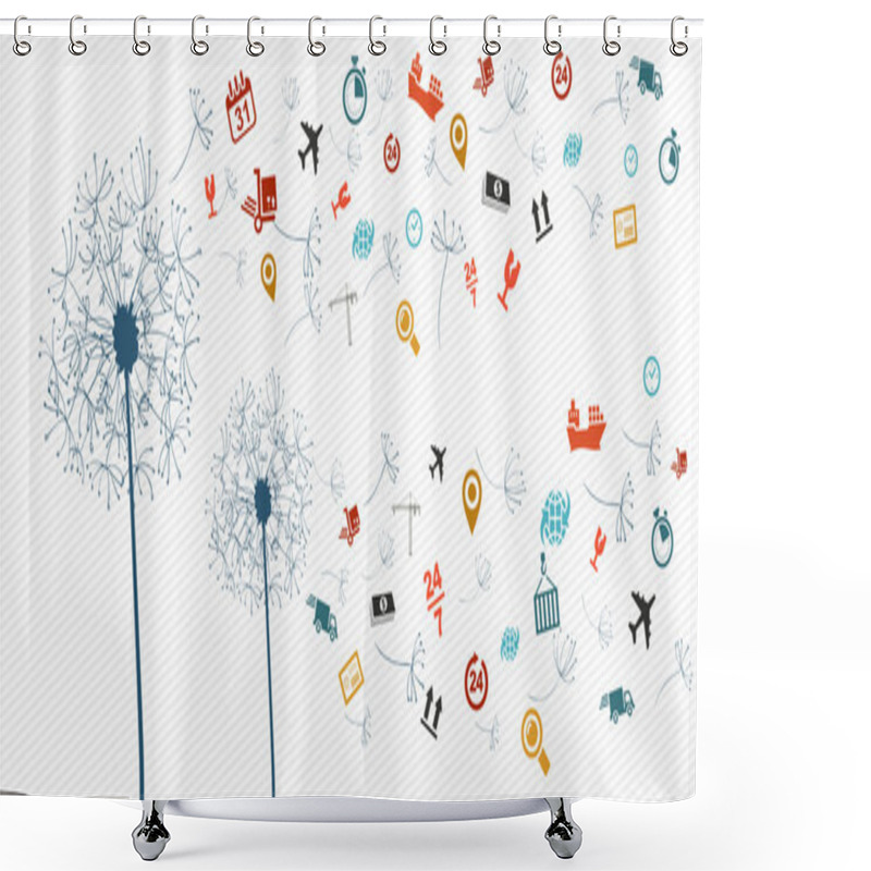 Personality  Shipping Logistics Icons Abstract Dandelion Illustration. Shower Curtains