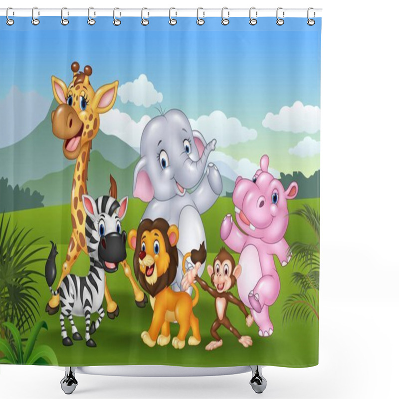 Personality  Cartoon Wild Animal In The Jungle Shower Curtains