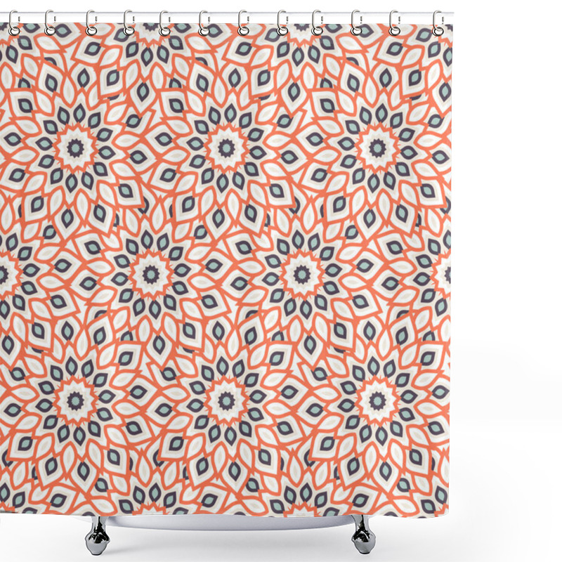 Personality  Arabic Ornament With Abstract Flowers Shower Curtains