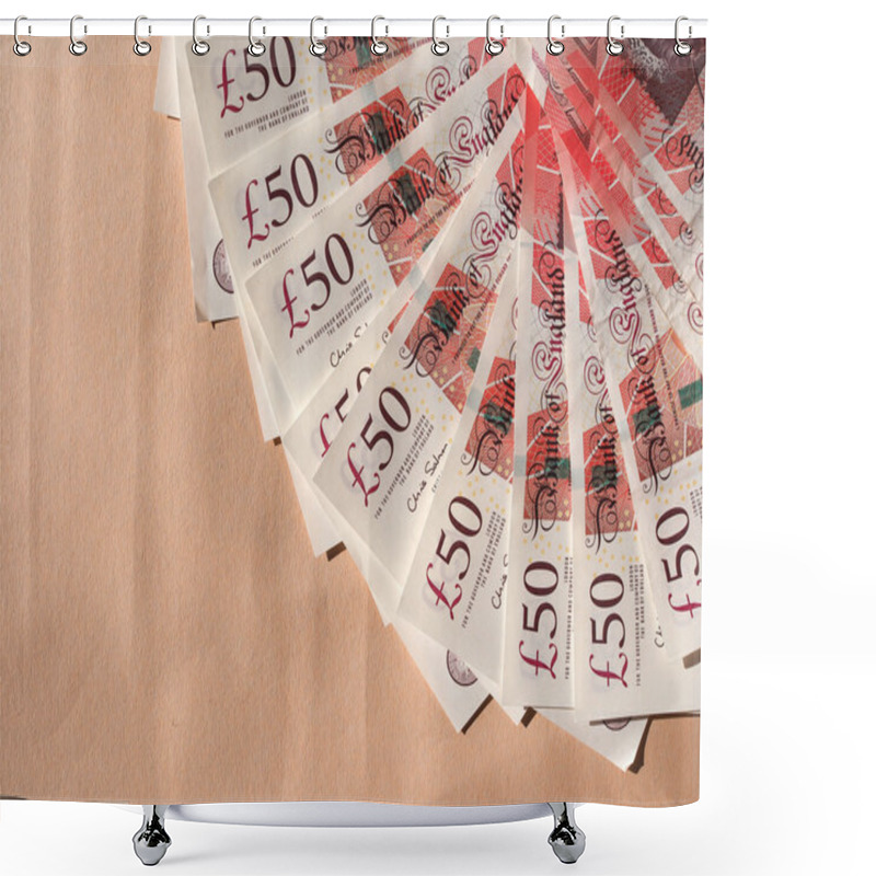 Personality  Fifty Pound Notes Shower Curtains