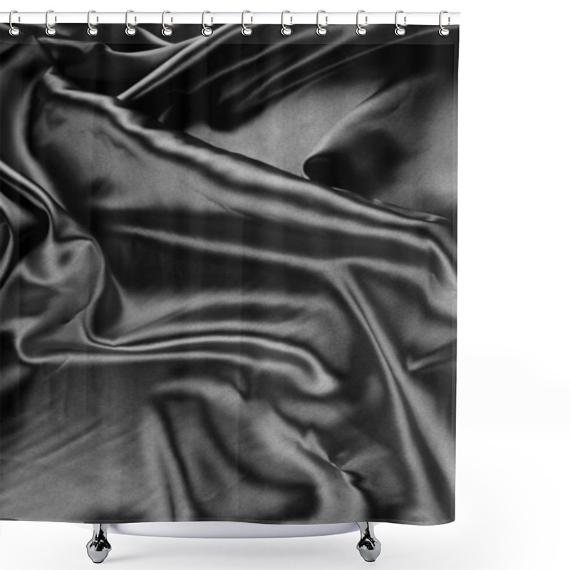 Personality  Closeup Of Folds In Black Silk Fabric Shower Curtains