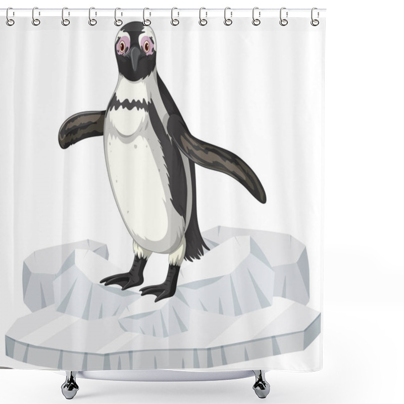 Personality  An Adorable Penguin Navigating Melting Ice Due To Global Warming Shower Curtains