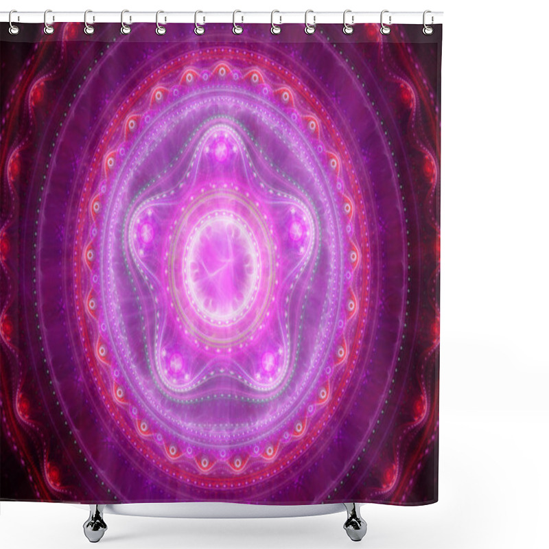 Personality  Pink Glowing Mandala Fractal Shower Curtains