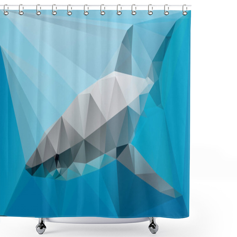 Personality  Geometric Polygonal Shark Shower Curtains