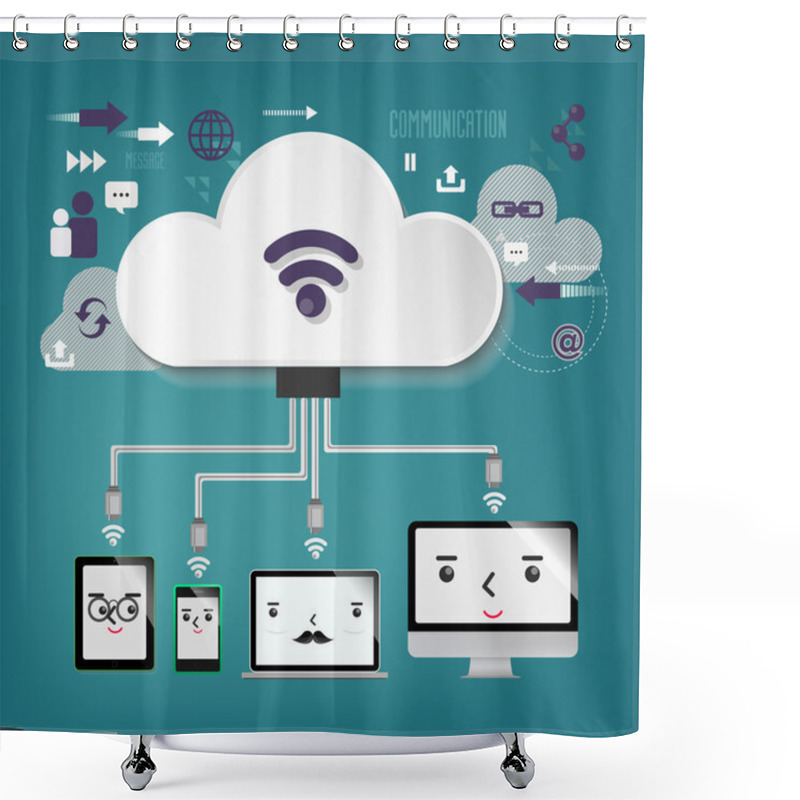 Personality  Cloud Computing - Illustration, Connection Shower Curtains