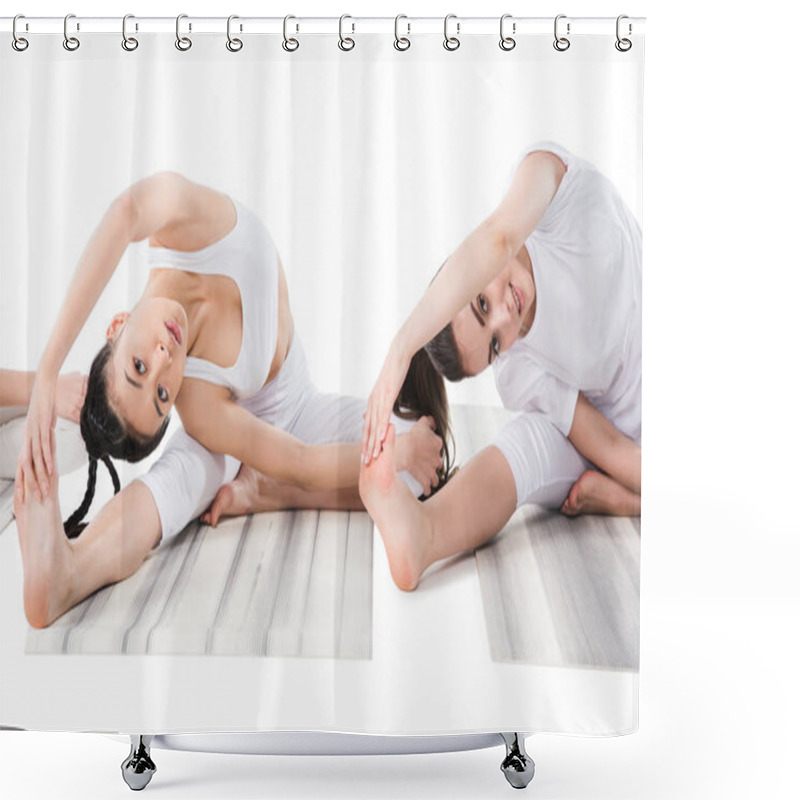 Personality  Women Doing Parivrtta Janu Shirshasana Shower Curtains