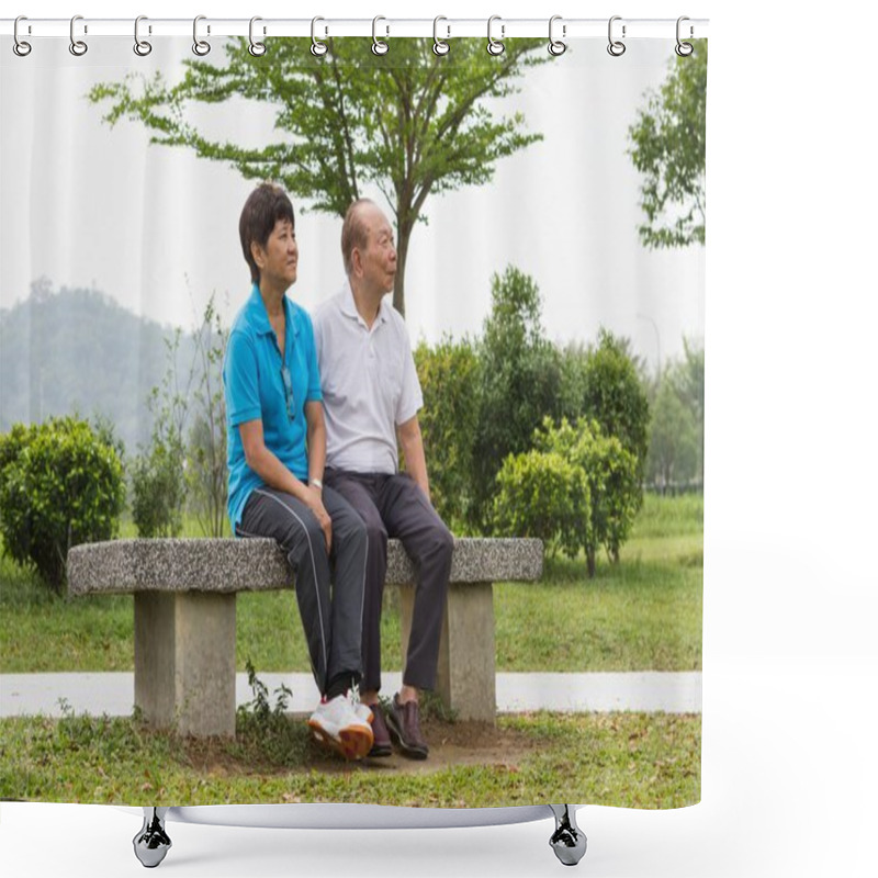 Personality  Senior Couple At The Park Shower Curtains