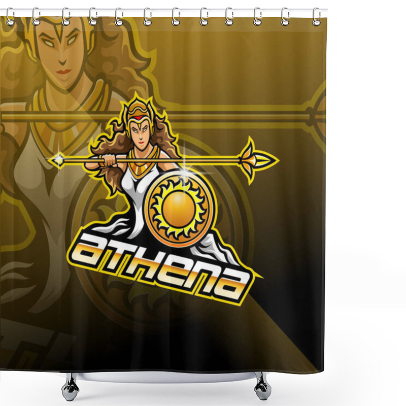 Personality  Athena Esport Mascot Logo Design Shower Curtains