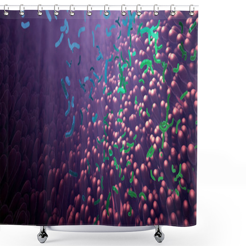 Personality  Bacteria As Part Of The Intestinal Microbiome In The Digestive Tract - 3d Illustration Shower Curtains