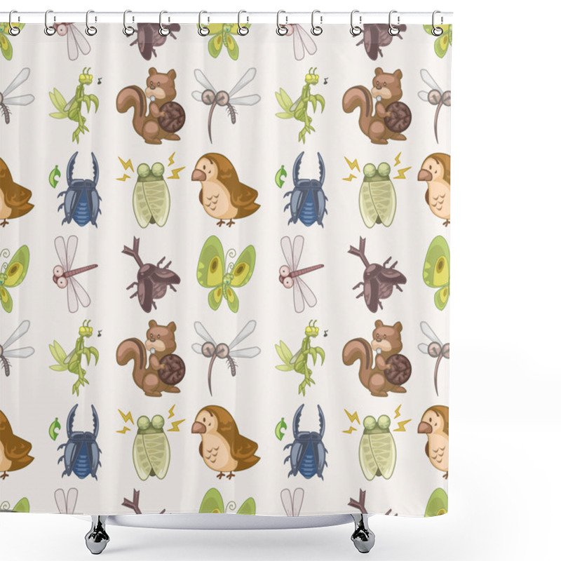 Personality  Seamless Summer Animal Pattern Shower Curtains