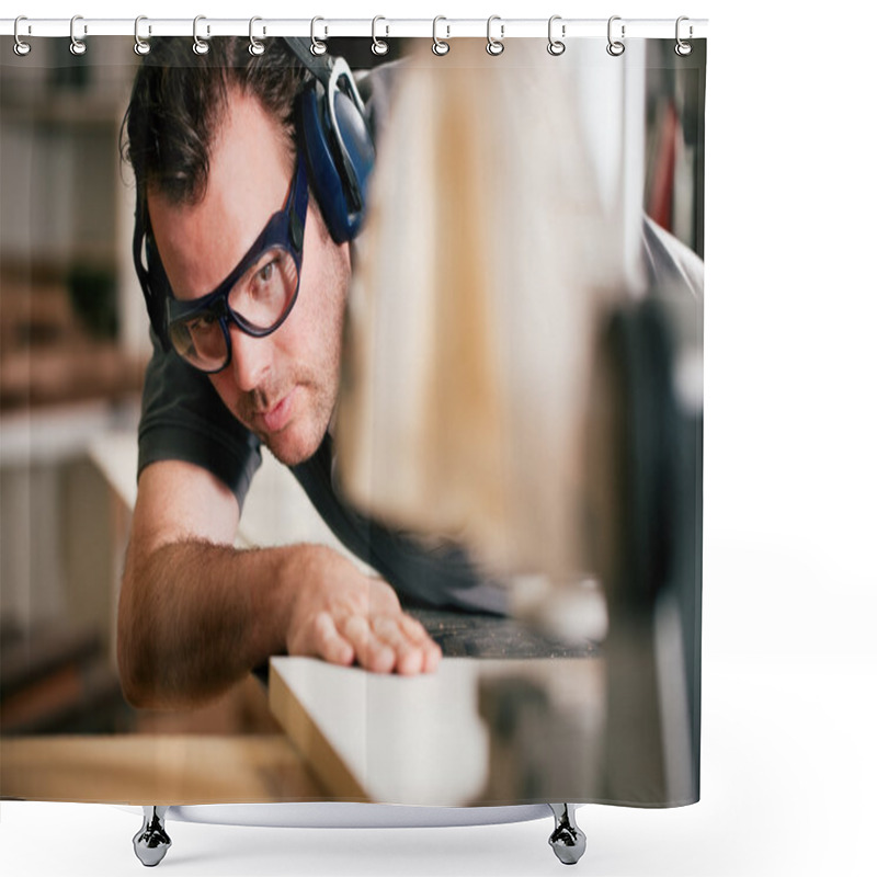 Personality  Carpenter Working On An Shower Curtains