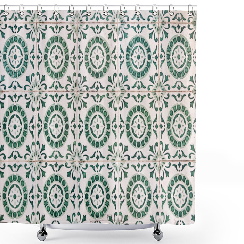 Personality  Typical Portuguese Old Ceramic Wall Tiles (Azulejos) In Lisbon,  Shower Curtains