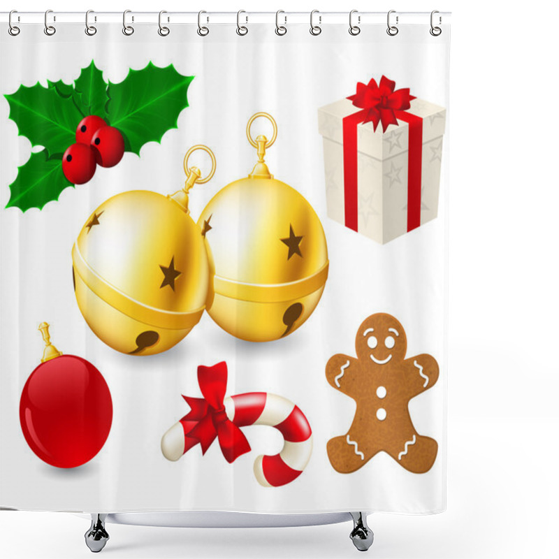 Personality  Jingle Bells And Christmas Decoration Shower Curtains