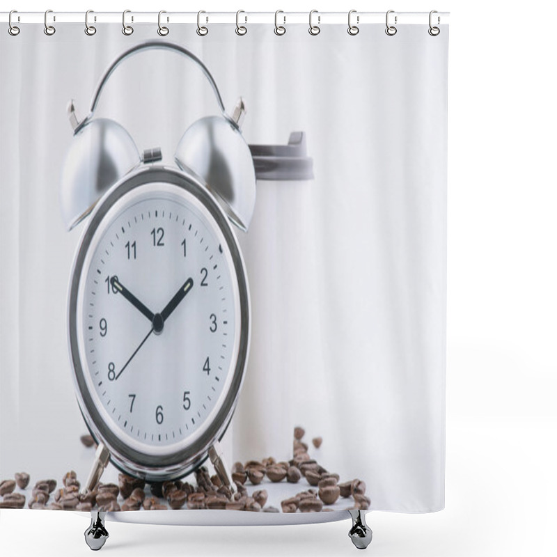 Personality  Coffee And Alarm Clock Shower Curtains