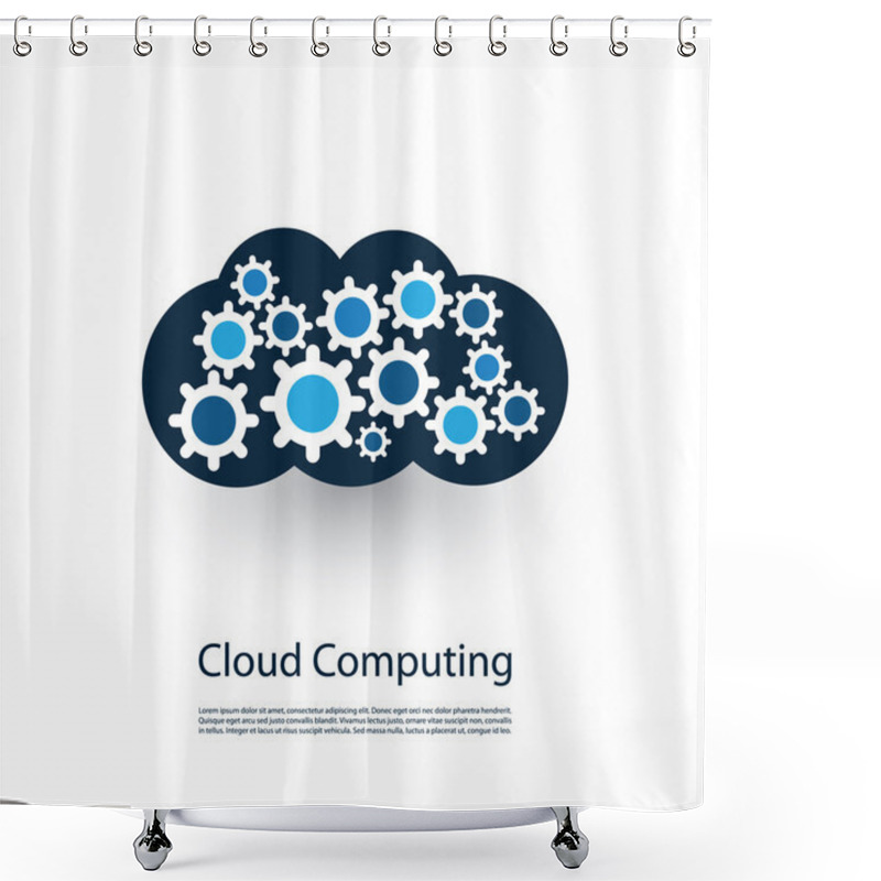 Personality  Cloud Computing And Networks Concept, Technology Company Logo Design With Gears Inside Shower Curtains