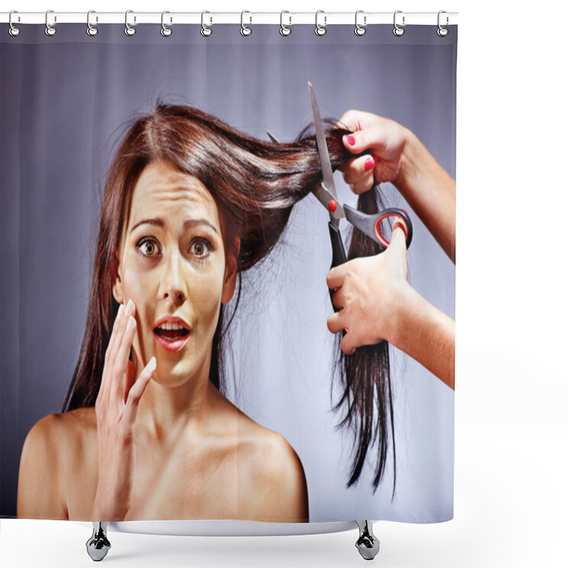 Personality  Woman At Hairdresser. Shower Curtains