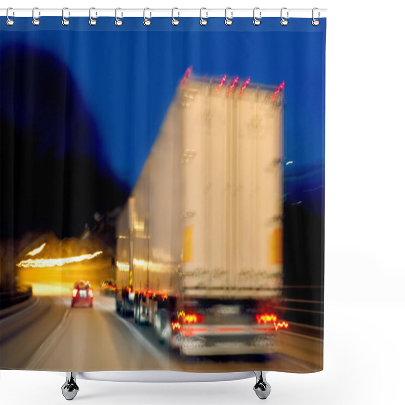 Personality  Truck In Movement Shower Curtains