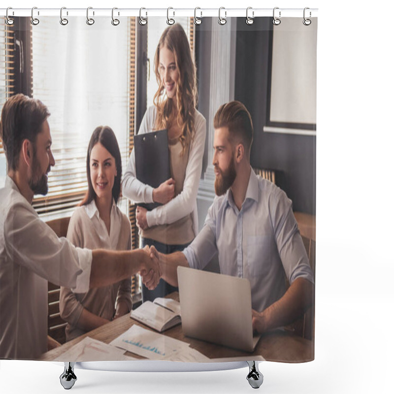 Personality  Business People Working Shower Curtains