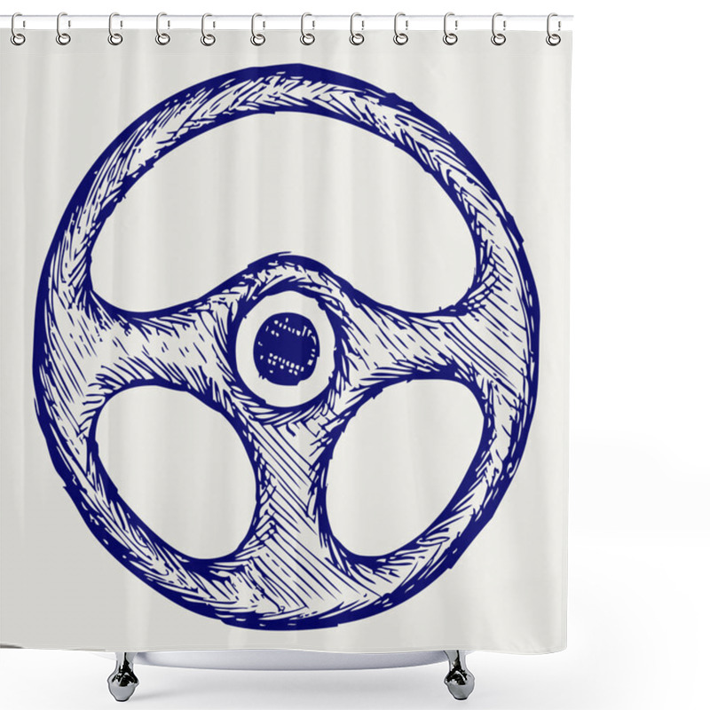 Personality  Steering Wheel Shower Curtains