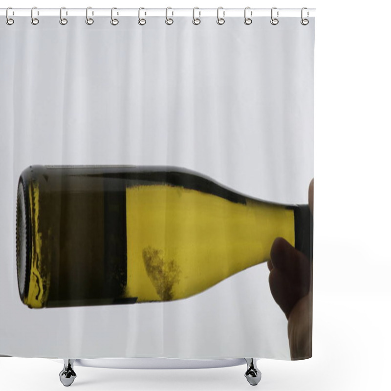 Personality  White Wine Bottle With Tartrate Crystals Or Wine Diamonds In The Wine Shower Curtains