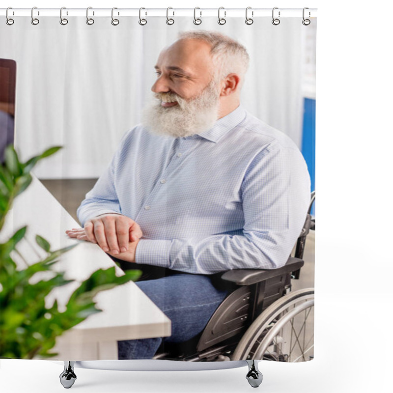 Personality  Senior Patient In Wheelchair Shower Curtains