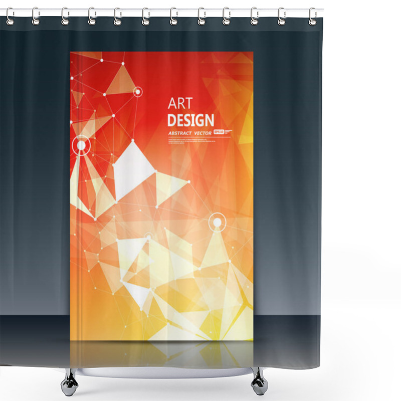 Personality  Abstract Composition, Text Frame Surface, Orange A4 Brochure Title Sheet, Alien Cybernetic Dot, Creative Figure, Logo Sign Icon, Outer Space Fire, Banner Form, Cosmic Flier Fashion, EPS10 Vector Image Shower Curtains