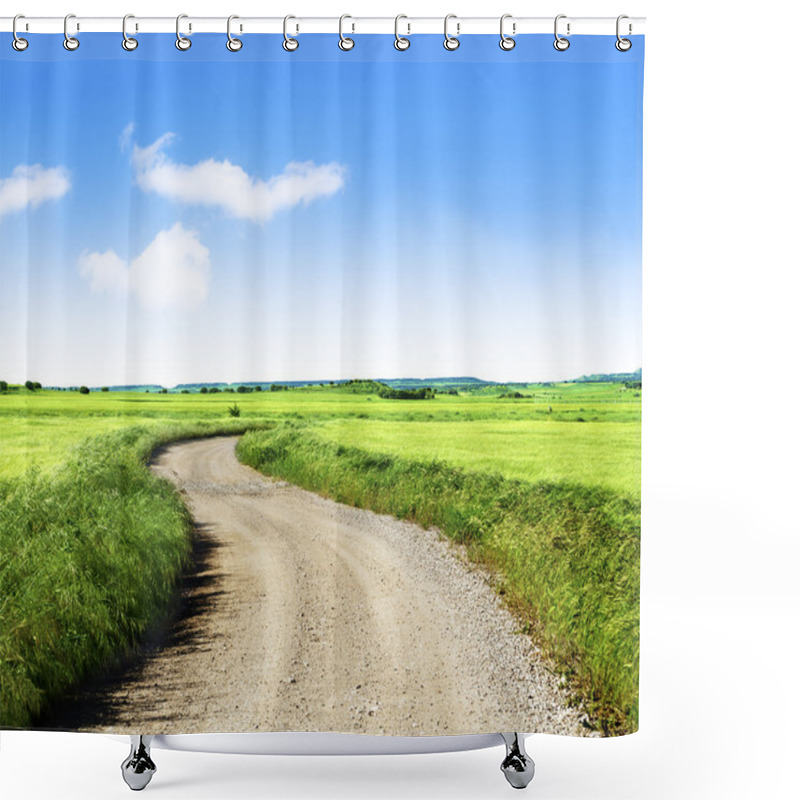 Personality  Road And Wheat Field Shower Curtains