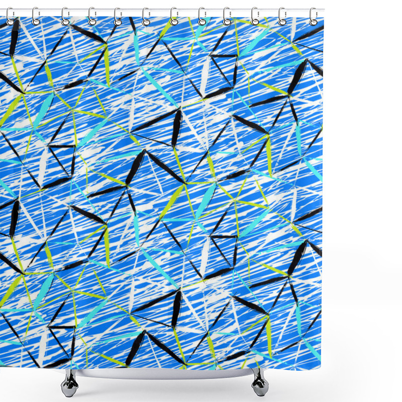 Personality  Hand Painted Geometric Pattern Shower Curtains